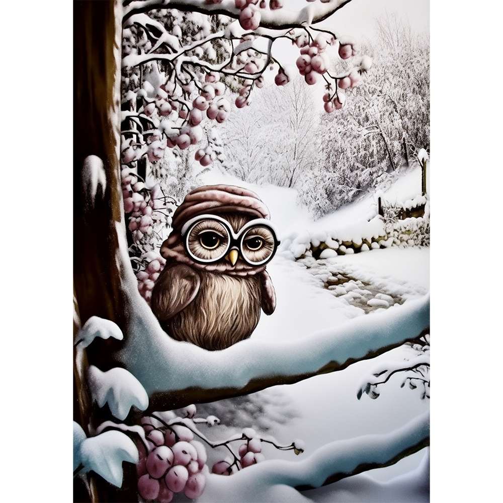 Owl in the Winter Grove