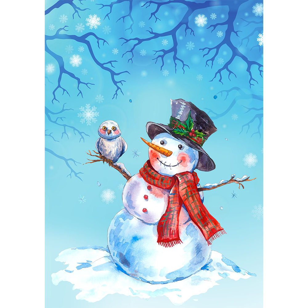 Snowman and Feathered Friend
