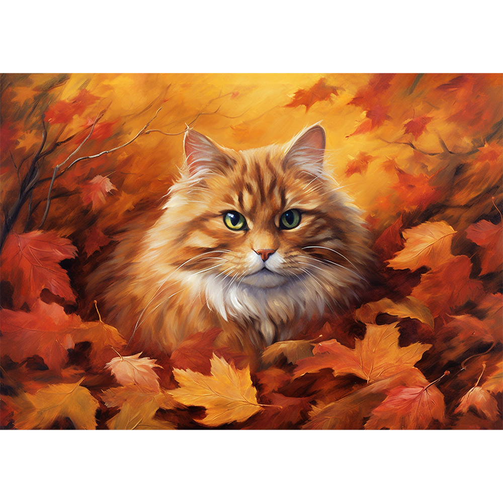 Cat in the Autumn Leaves