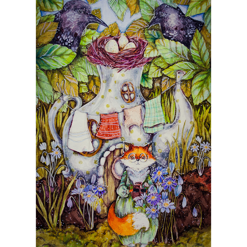A Fox's Springtime Haven – Post Stone