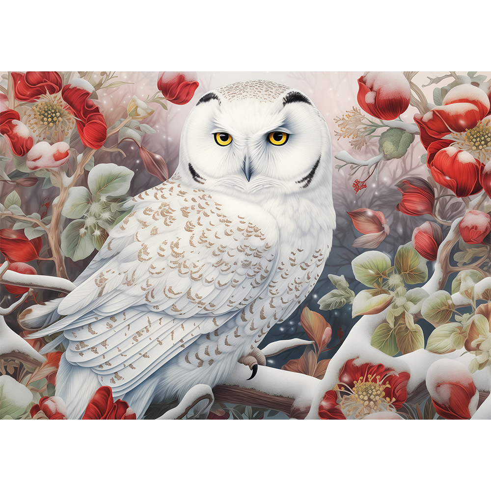 The Owl and the Snowy Petals