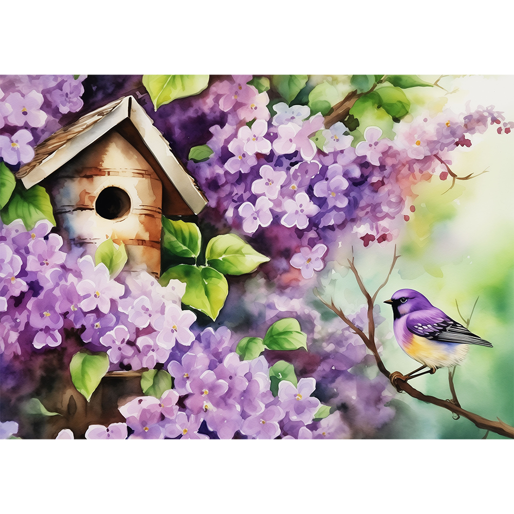 Birdhouse in Lilac Bloom