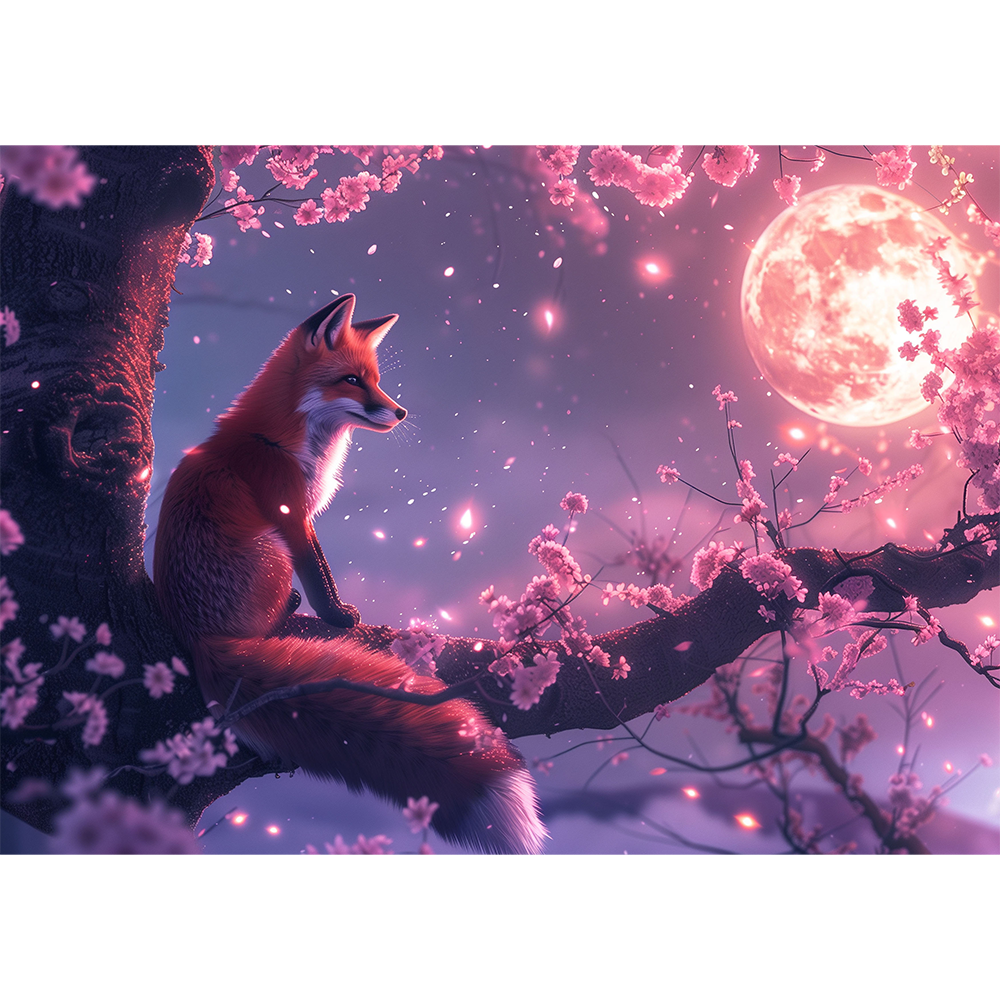 Fox under Full Moon