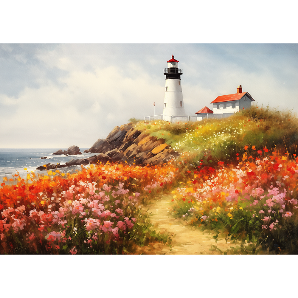 Summer Blossoms and Lighthouse
