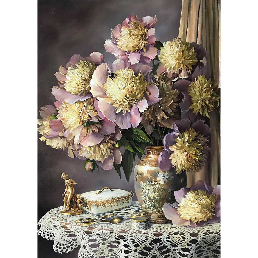 Still Life Creamy Peonies Post Stone Still life creamy peonies post stone