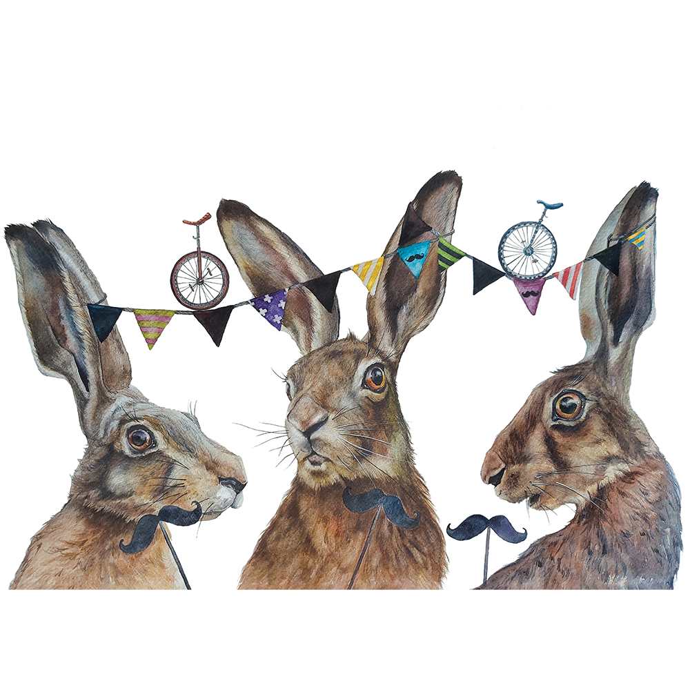 Very Happy Hares with Mustaches